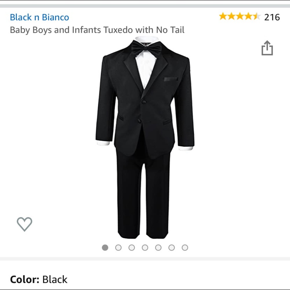 Infant tuxedo with no tail